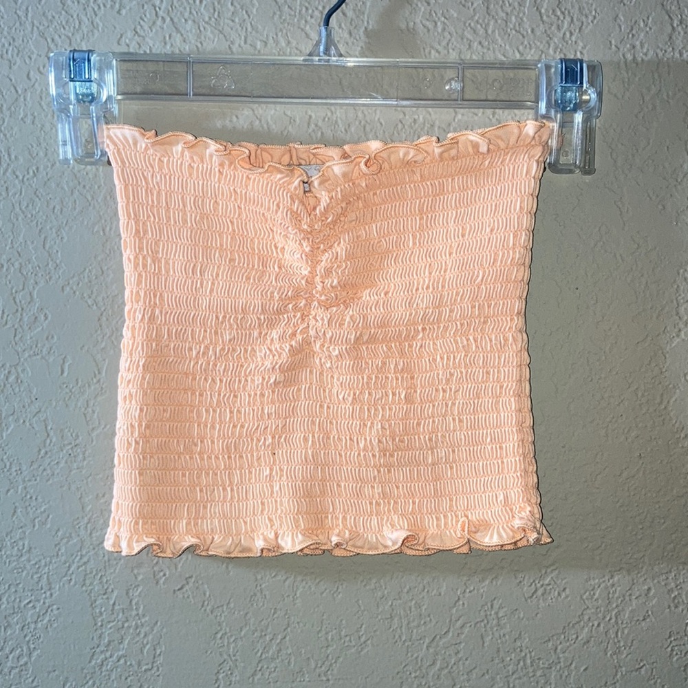 Cute Ribbed Light Orange Tube Top
